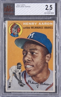 1954 Topps #128 Hank Aaron Rookie Card – BVG G-VG 2.5